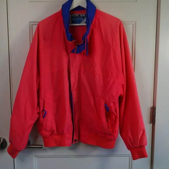 Pacific Trail Jacket Windbreaker Hot Pink Vintage‎ 90s Men's Neon SZ L Retro - Picture 1 of 7